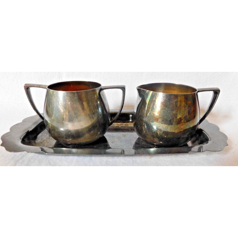 Vintage NOBILITY PLATE 1940s SUGAR AND CREAMER Set 2.5” Tall